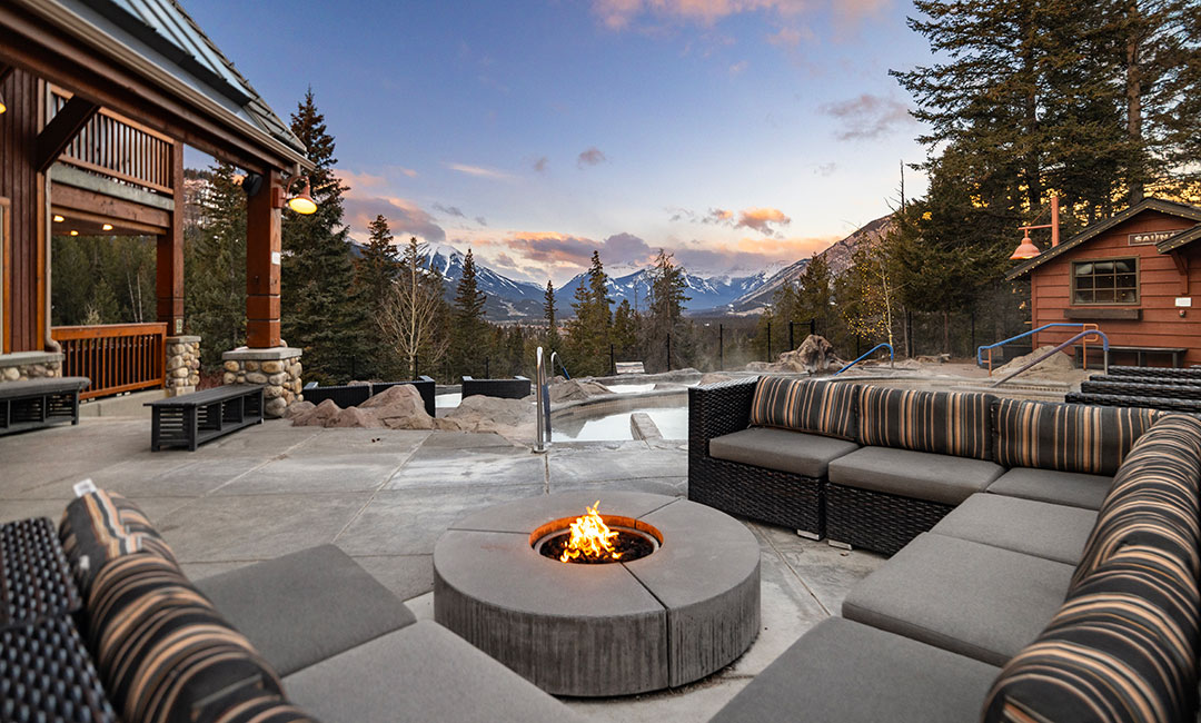 Outdoor fire feature at Hidden Ridge Resort